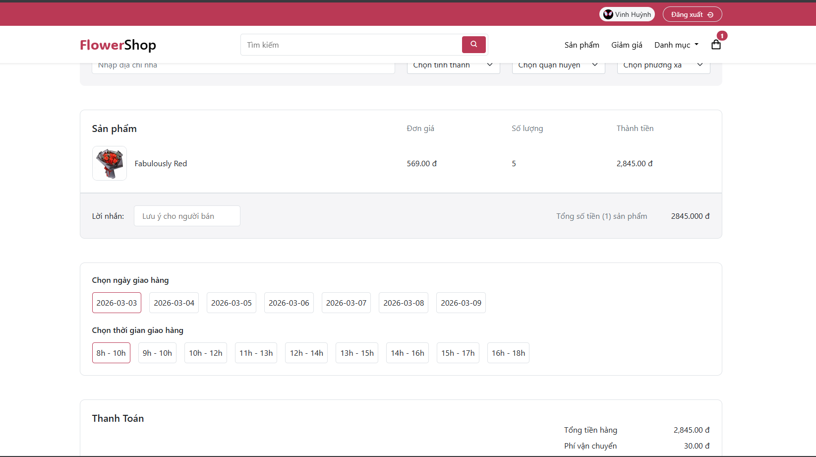giao diện bán hàng,giao hàng,bán hoa